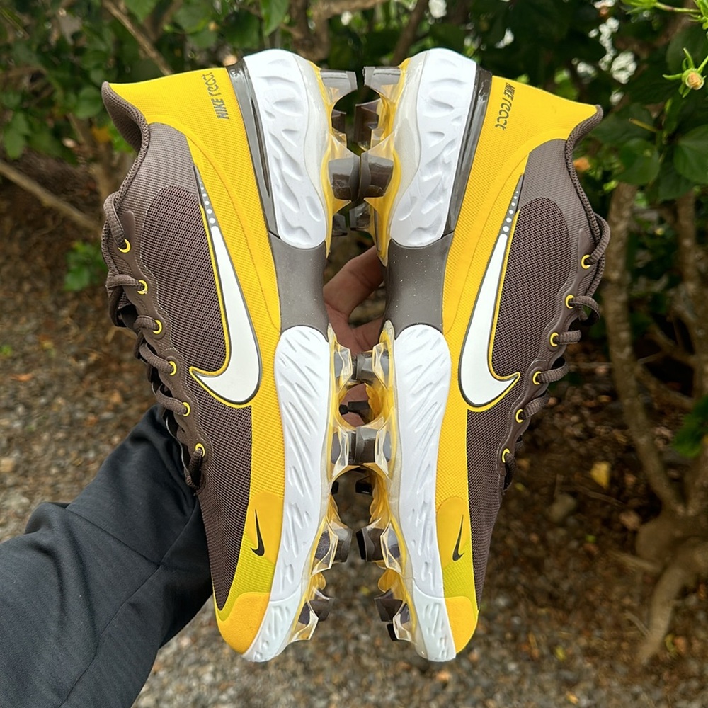 Nike Mens Alpha Huarache Elite 3 MCS Brown Yellow Baseball Cleats Size 12 - Picture 6 of 8